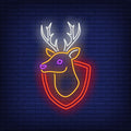 Reindeer Head On Shield Neon Sign