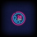 24 Hours Service Support Neon Sign