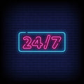 24/7 Neon Sign in Blue and Pink