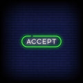Handcrafted 'Accept' neon sign, glowing brightly to create eye-catching pop-up display. 