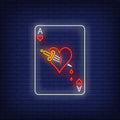 Handcrafted neon sign featuring an Ace of Hearts with a dagger, designed for card game enthusiasts.