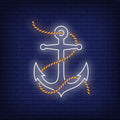Anchor With Rope Or Chain Neon Sign