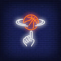 Basketball Spinning On Finger Neon Sign