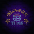 Burger Time Hotel And Restaurant Neon Sign