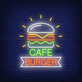 Cafe Burger Neon Sign