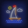 Cartoon Sailing Ship Neon Sign