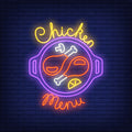 chicken menu pink neon sign