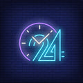 Clock And Twenty Four Hours Neon Sign