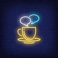 Coffee Cup With Speech Bubbles Neon Sign