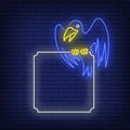 Crow Sitting On Frame Neon Sign