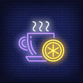Cup Of Hot Tea With Lemon Neon Sign
