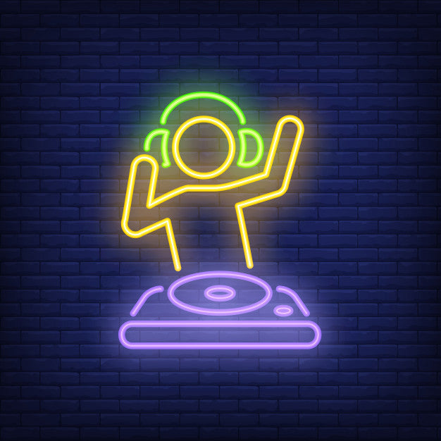 Disk Jockey with DJ Mixer Neon Sign for Music Venues and Parties — make ...