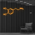 Neon Sign in shape of Dopamine Molecule Neon Sign