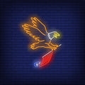 Eagle Flying And Carrying USA Flag Neon Sign