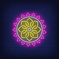Ethnic Round Mandala Pattern Neon Sign