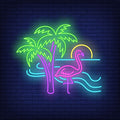 Flamingo On Beach Neon Sign