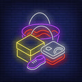 Folded Clothes, Shoe, Box And Shopping Bag Neon Sign