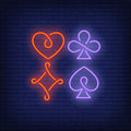 Four Playing Card Suit Symbols Neon Sign