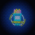 French Fry Neon Text Sign