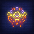 Funny Monkey Juggling Colorful Balls Neon Sign