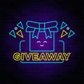 Give Away Neon Text With Christmas Gift Box Neon Sign
