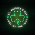 Green Shamrock Neon Sign