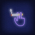 Hand Holding Smoking Cigarette Neon Sign