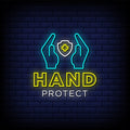 Hand Protect Neon Sign