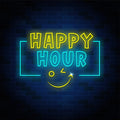 Happy Hour Neon Text Sign