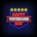 Happy Veterans Day Neon Sign