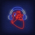Headphones And Heart Made Of Cable Neon Sign