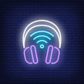Headphones With Wi-Fi Symbol Neon Sign