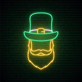 Irishman In Green Hat Neon Sign