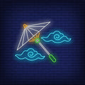 Japanese Umbrella With Clouds Neon Sign