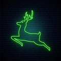 Jumping Deer Green Neon Sign