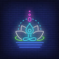Lotus Flower And Figure Meditating Neon Sign