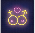 Male And Female Gender With A Heart Neon Sign