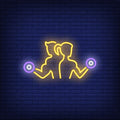 Man And Woman Training With Dumbbells Neon Sign