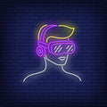 Man Wearing Virtual Reality Headset Neon Sign