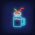 Milk Cocktail with Straw Neon Sign for Bars and Home Decor