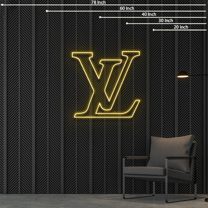 Louis Vuitton white logo, , white neon lights, creative, black