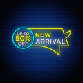 New Arrival Sales Discount Banner In Neon Sign