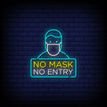 No Mask No Entry Awareness For Corona Virus Neon Sign