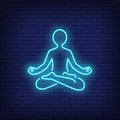 Person Sitting In Lotus Pose And Meditating Neon Sign