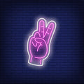 Pink Peace Gesture Neon Sign - Neon Pink Aesthetic