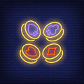 Playing Card Suit Symbols On Gold Coins Neon Sign