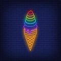 Rainbow Colored Ice Cream Neon Sign