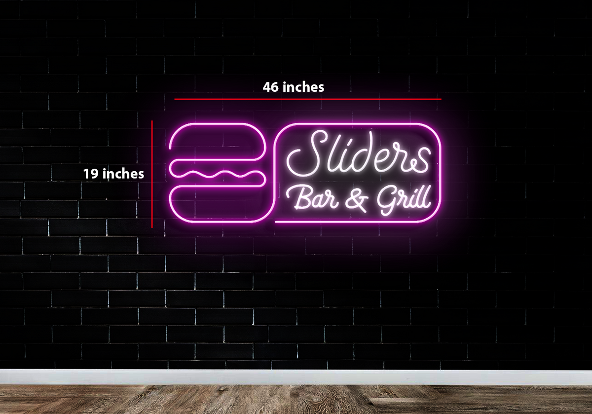 Sliders Bar and Grill Neon Sign 46x19 inches — make neon sign