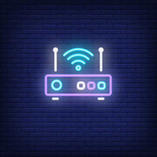 Router With Signal Symbol Neon Sign — make neon sign