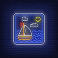 Sailboat In Sea Frame Neon Sign